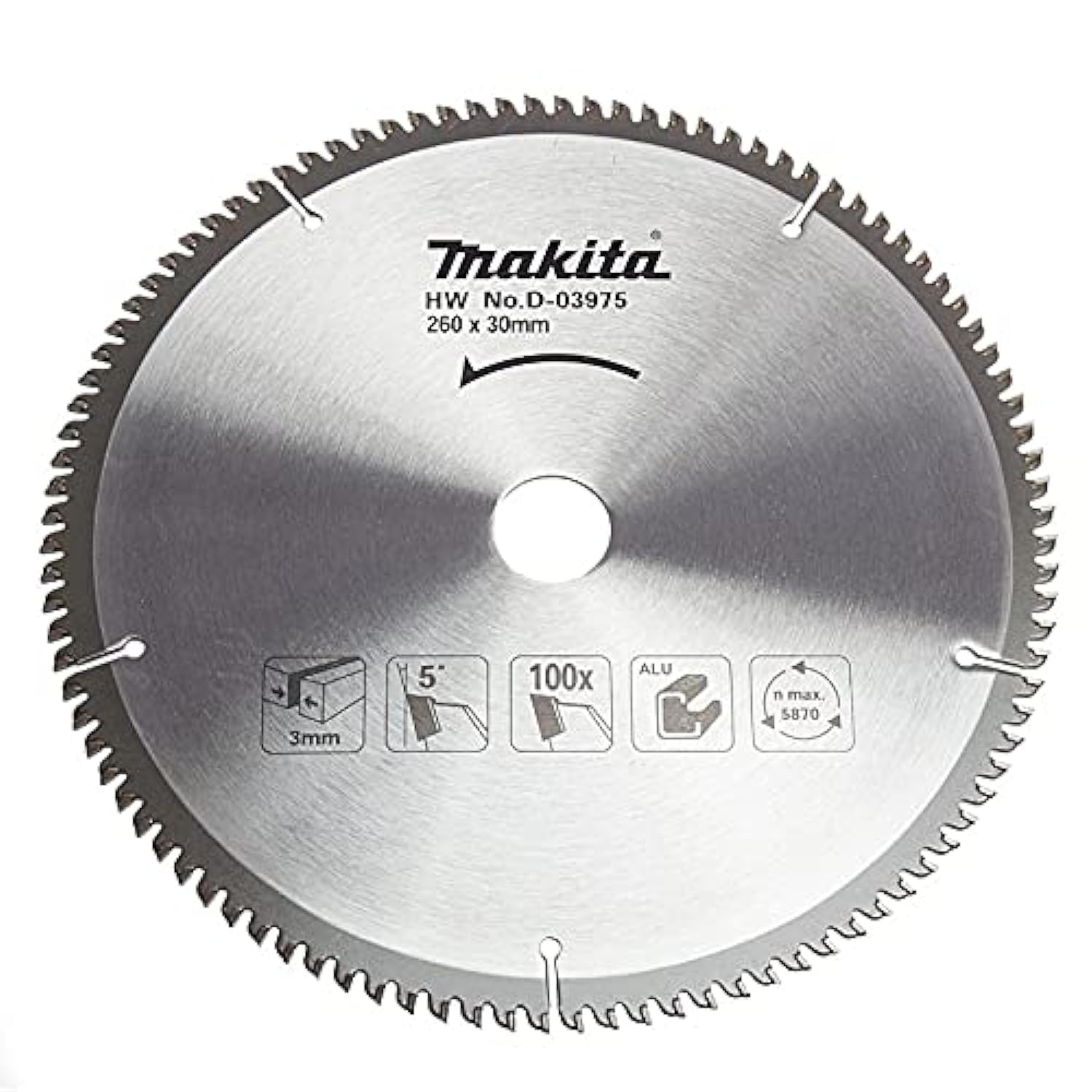 Buy Makita | Circular saw blade, Specialized T.C.T, 260 x 30 mm, 100 T | D-03975 from Power Tool Services - Image 1 | Best Price