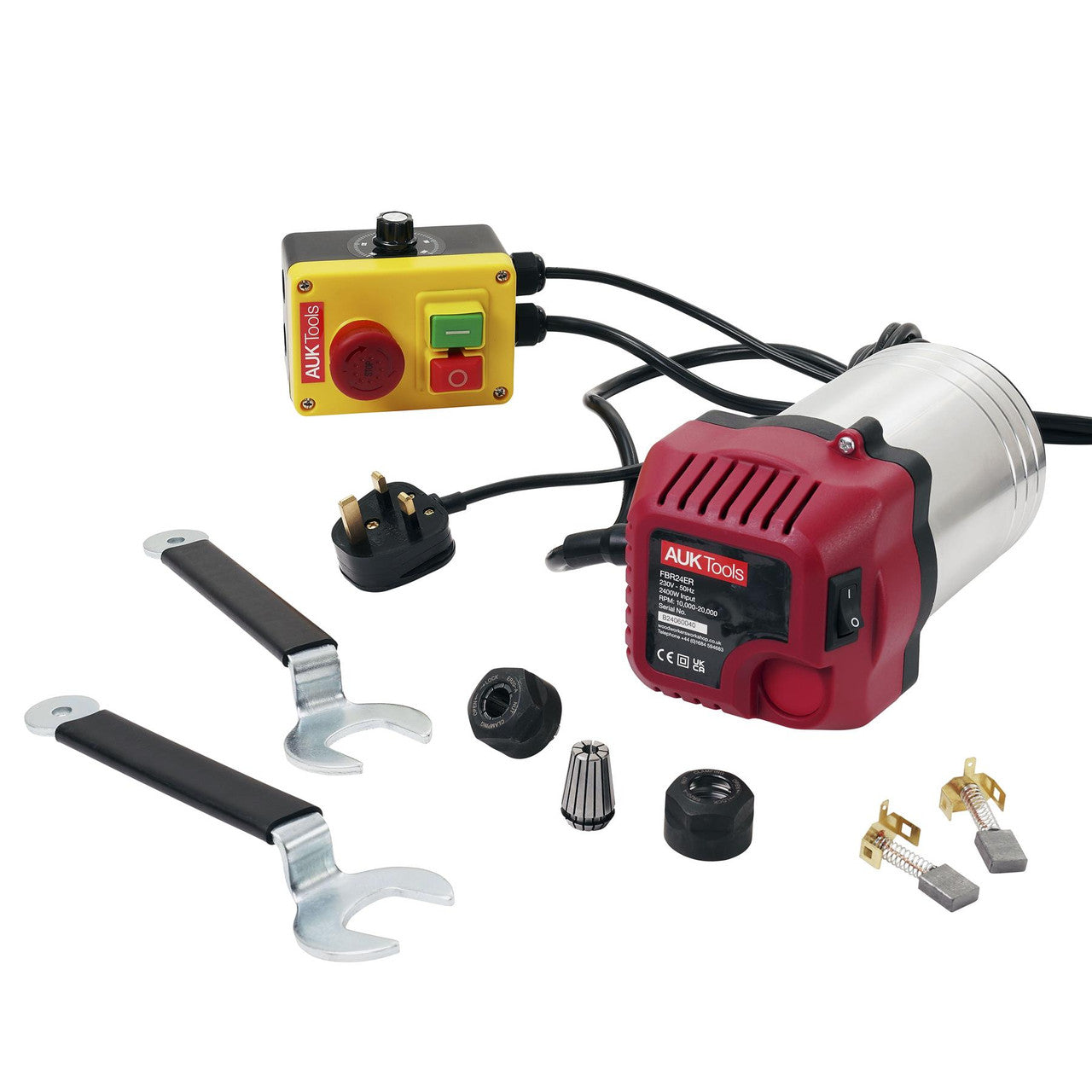 AUKTools 2400W Fixed Base Router with NVR and Remote Speed Control