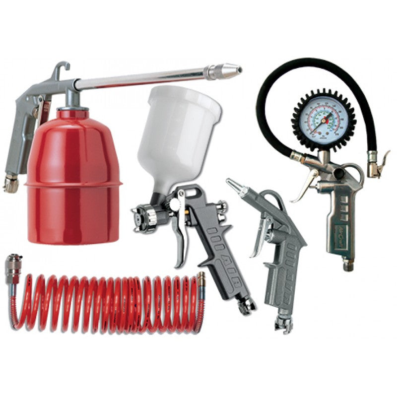 AirCraft 5pc Kit, Gravity Spray Air Duster, Tyre Inflator, Hose Power Tool Services