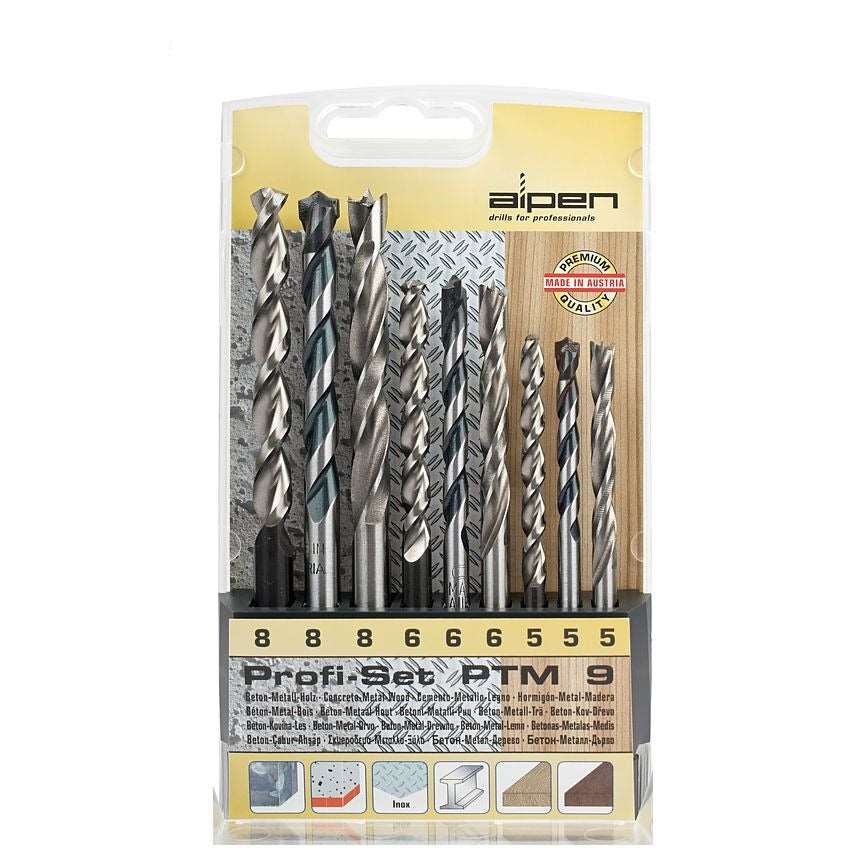 Alpen 9 Pce Set Wood.Hss Super And Masonry 5mm-6mm And 8mm Power Tool Services