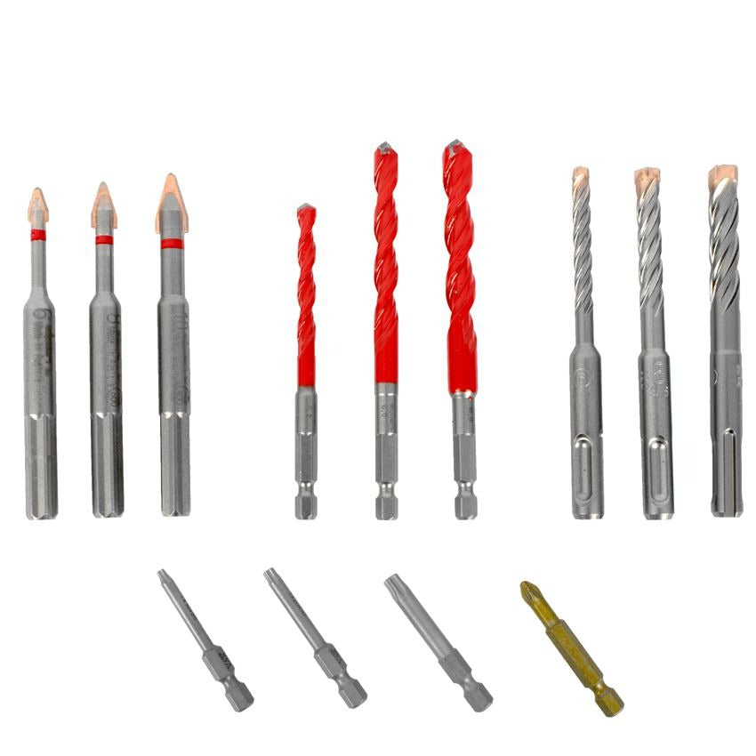 Alpen Drill-Screwset Kit 13 13 Pcs C Prot,Multi 6-Kant,Sds-Plus Force X4 Bit Power Tool Services