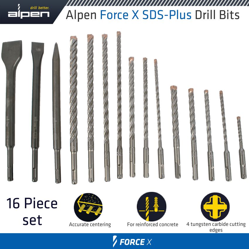 Alpen Force X Sds-Plus Kit16 16 Pcs ALP5002161 Power Tool Services