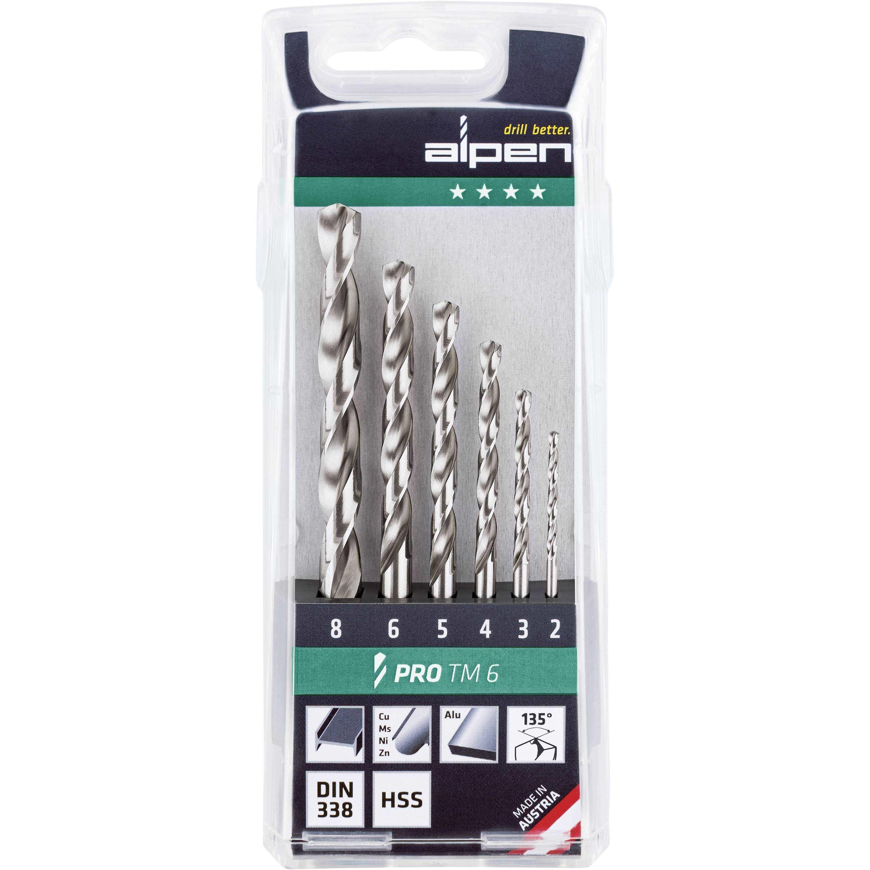 Alpen Hss Pro Drill Bit Set 6 Piece 2 - 8mm 111806100 Power Tool Services