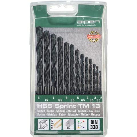 Alpen Hss Sprint Drill Bit Set 13 Piece 2-8mm X 0.5 Power Tool Services