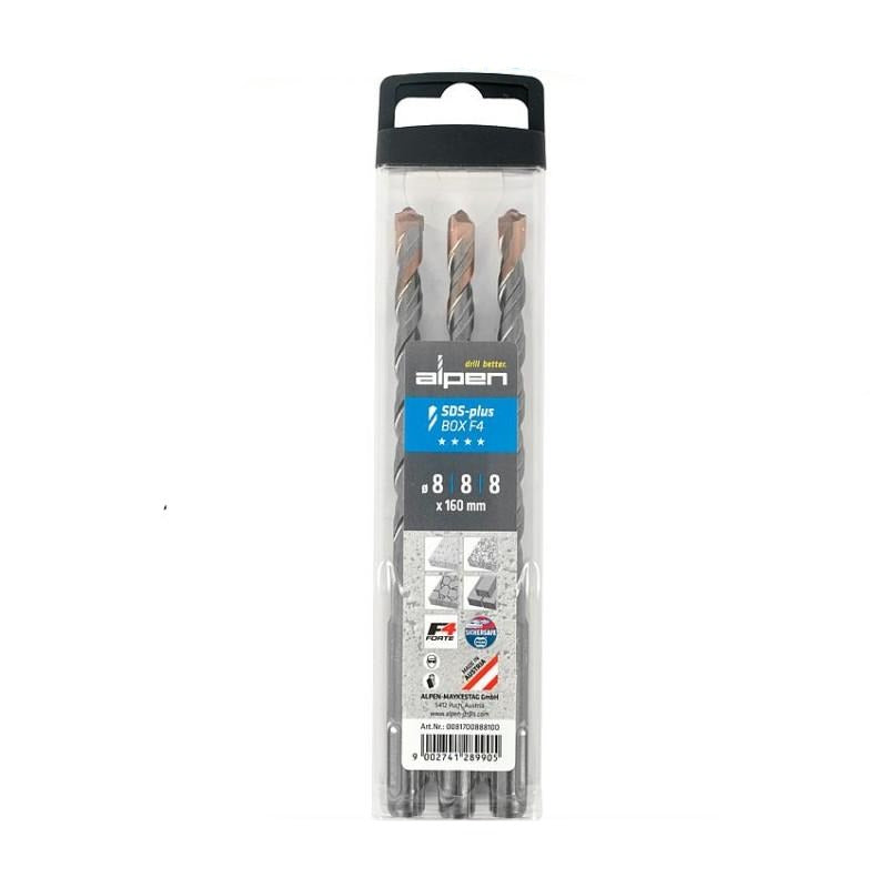 Alpen SDS+ 8mm x 160mm Drill Bits Pack of 3 F4 Power Tool Services