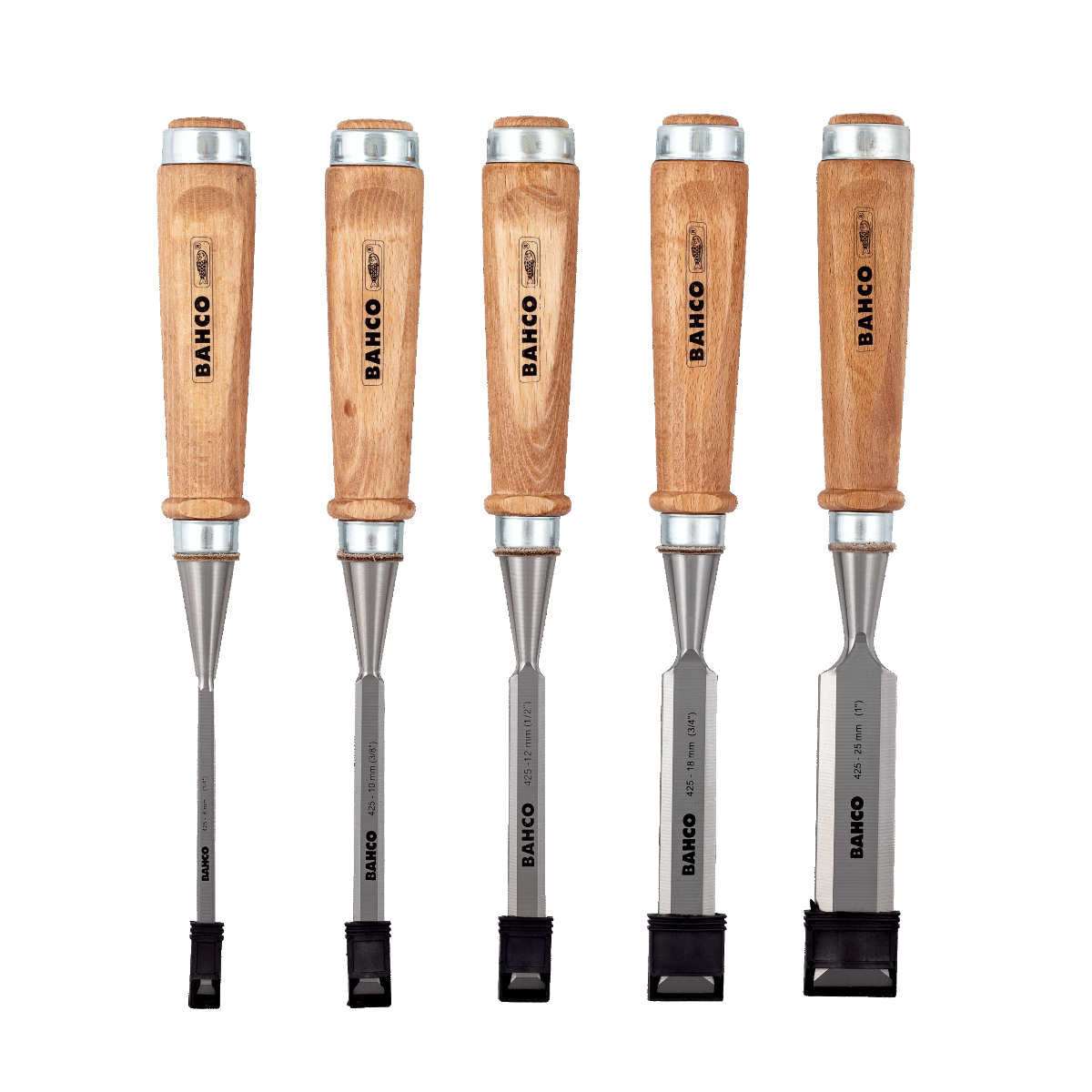 Bahco Wooden-Handle Chisel Set 5pc 425-082 Power Tool Services