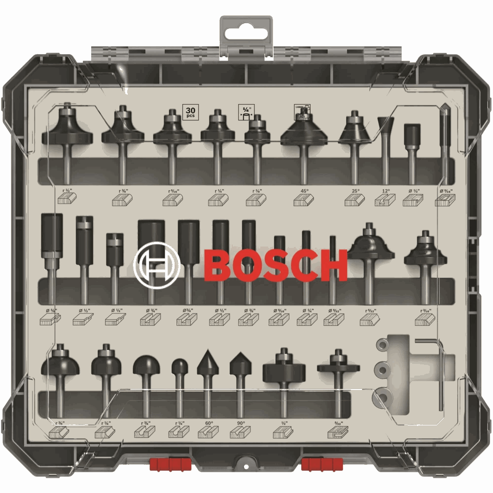 Bosch 1/4" 30 Piece Mixed Router Bit Set 2607017476 Power Tool Services