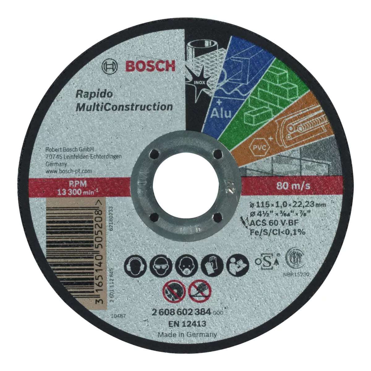 Bosch 115Mm Multi-Constrcution Cutting Disk 2608602384 Power Tool Services