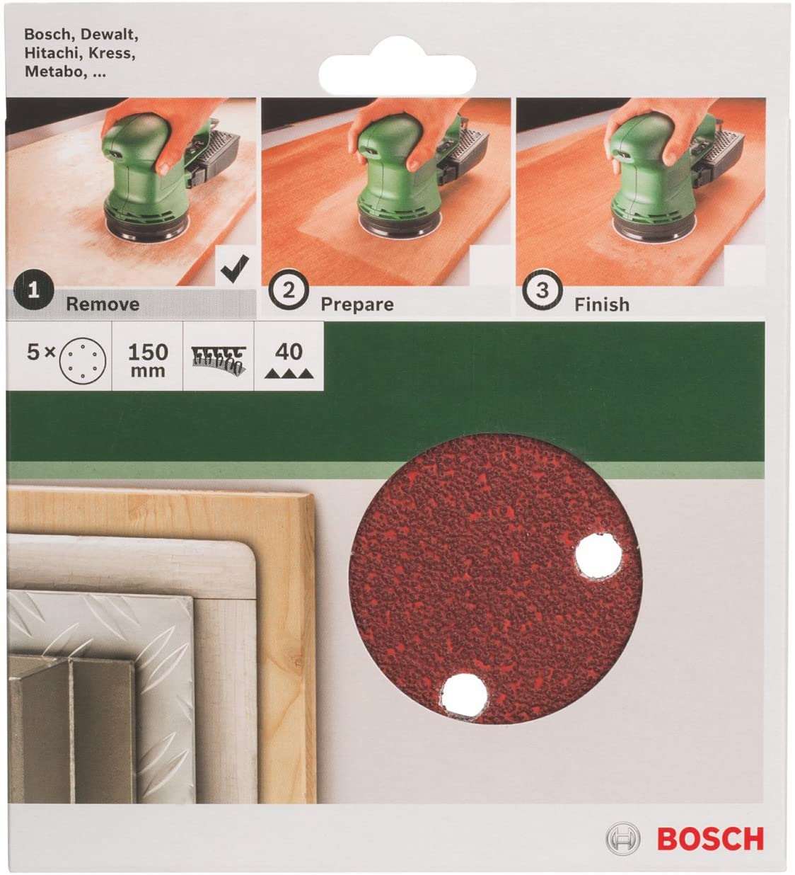 Bosch 5 Piece Sanding Sheet for 125mm Orbital Sanders ( Select Grit ) Power Tool Services