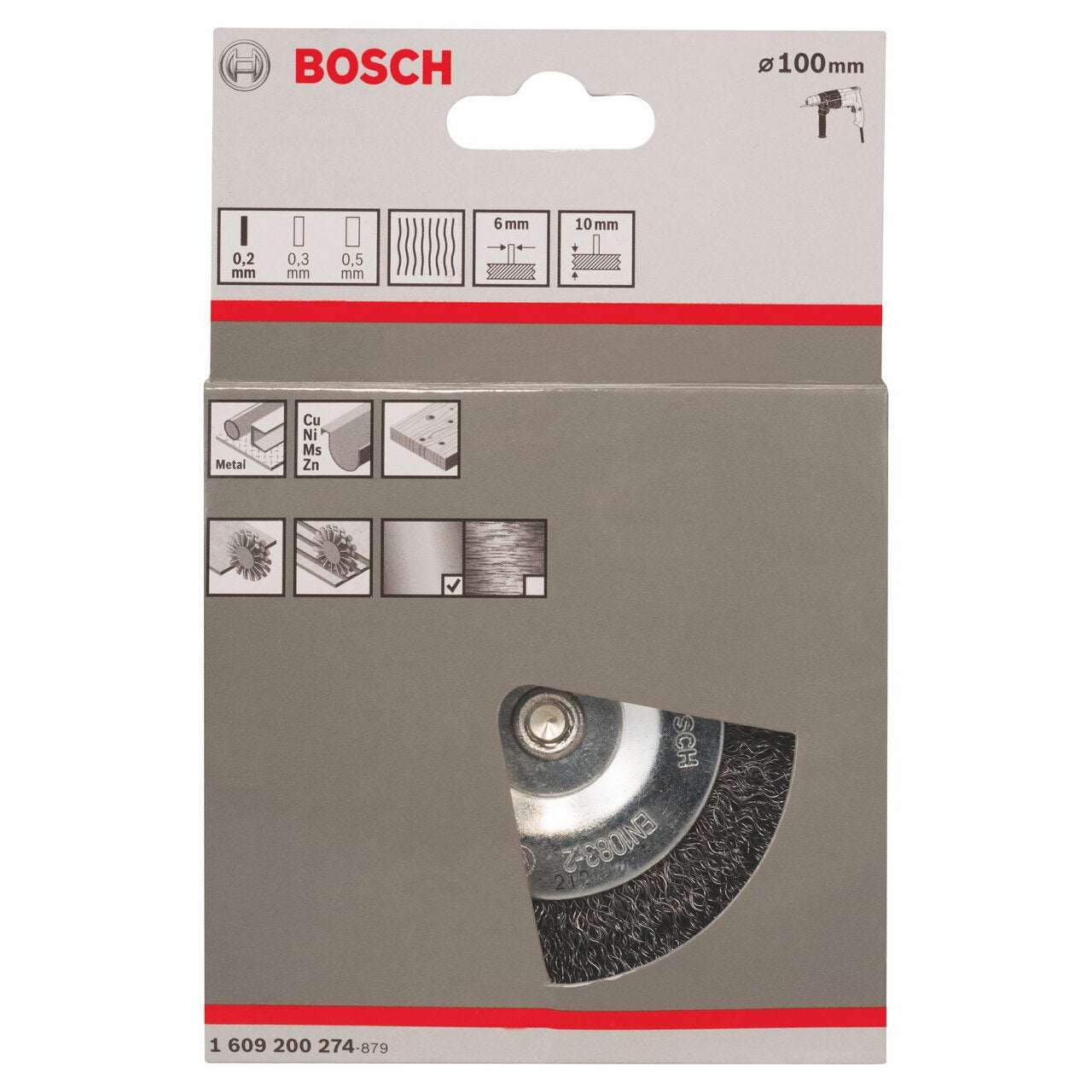 Bosch 6Mm Shank Wire Wheel 100Mm Crimped 1609200274 Power Tool Services