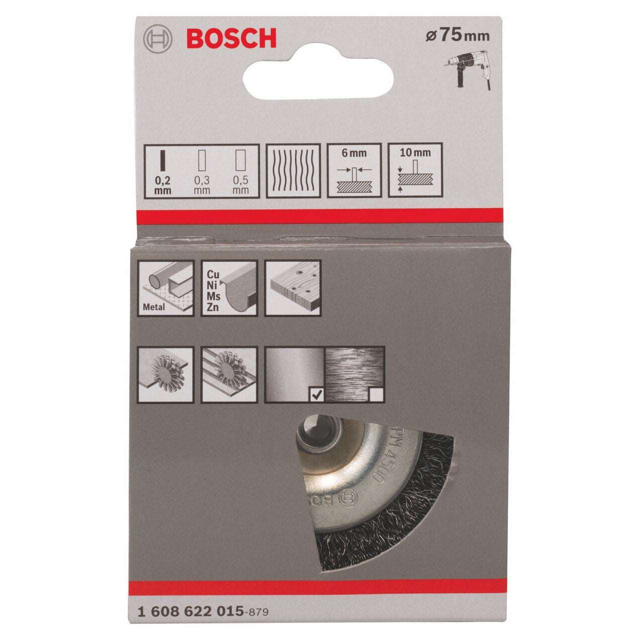 Bosch 6Mm Shank Wire Wheel 75Mm Crimped Steel 1608622015 Power Tool Services