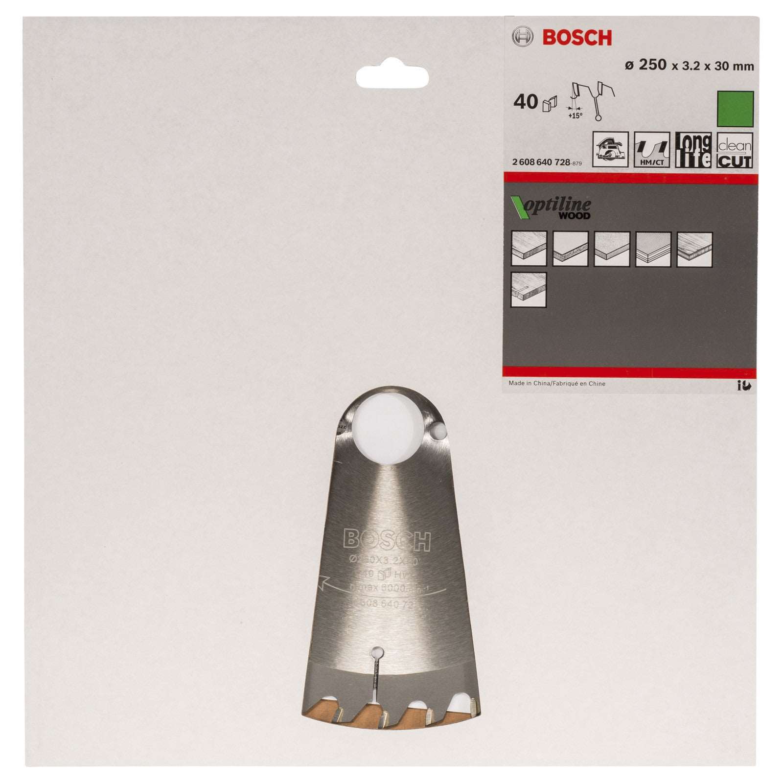 Bosch Circular Saw Blade Optiline Wood 250 x 30 x 3,2 mm, 40 2608640728 Power Tool Services