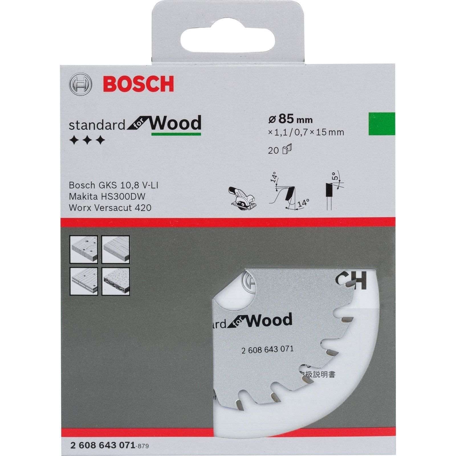 Bosch Circular saw blade 85 x 15 x 1.1mm 20mm 2608643071 Power Tool Services