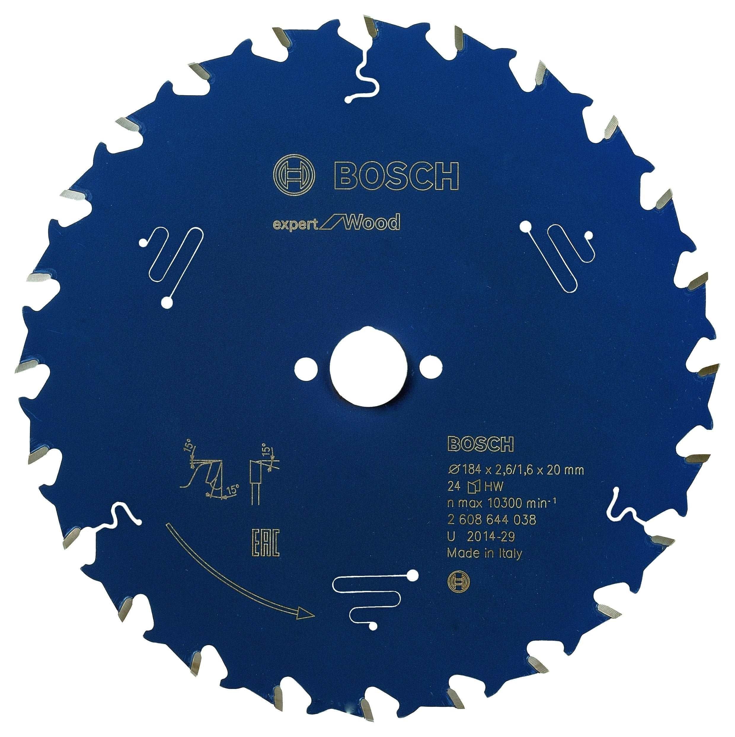 Bosch Expert Circular Saw Blade for Wood 184 x 20 x 2,6 mm, 24 2608644038 Power Tool Services