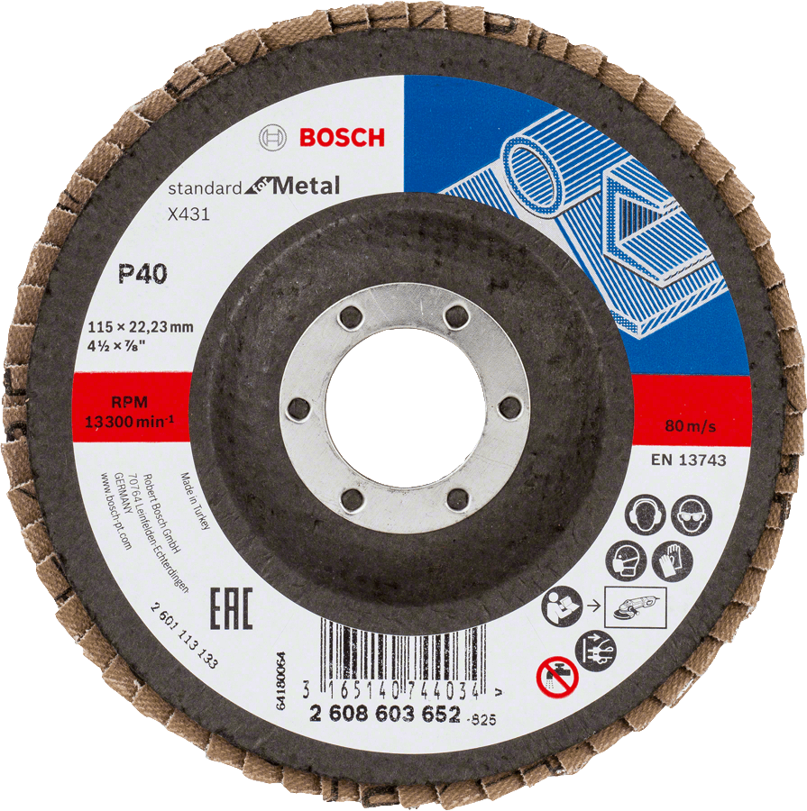 Bosch Flap Disc 115 mm, 22,23 mm, angled ( Select Grit ) Power Tool Services