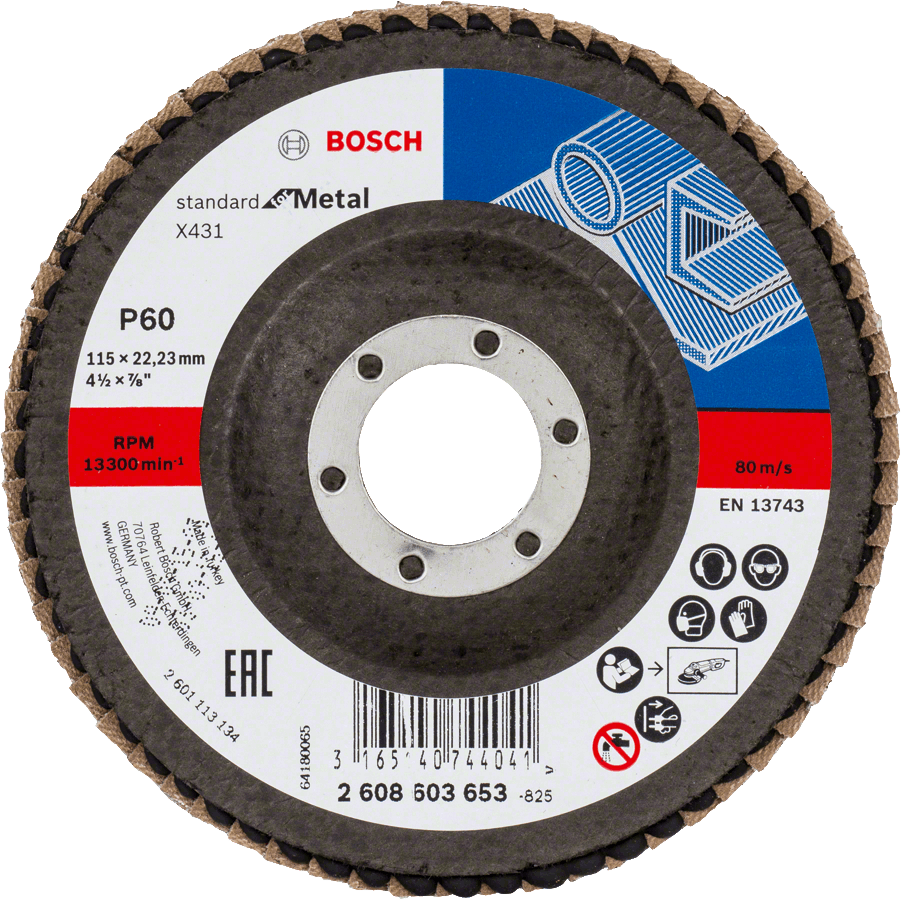 Bosch Flap Disc 115 mm, 22,23 mm, angled ( Select Grit ) Power Tool Services