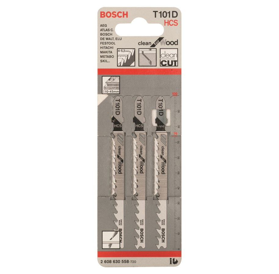 Bosch Jigsaw Blades HCS T 101 D Clean for Wood 3 Pack 2608630558 Power Tool Services