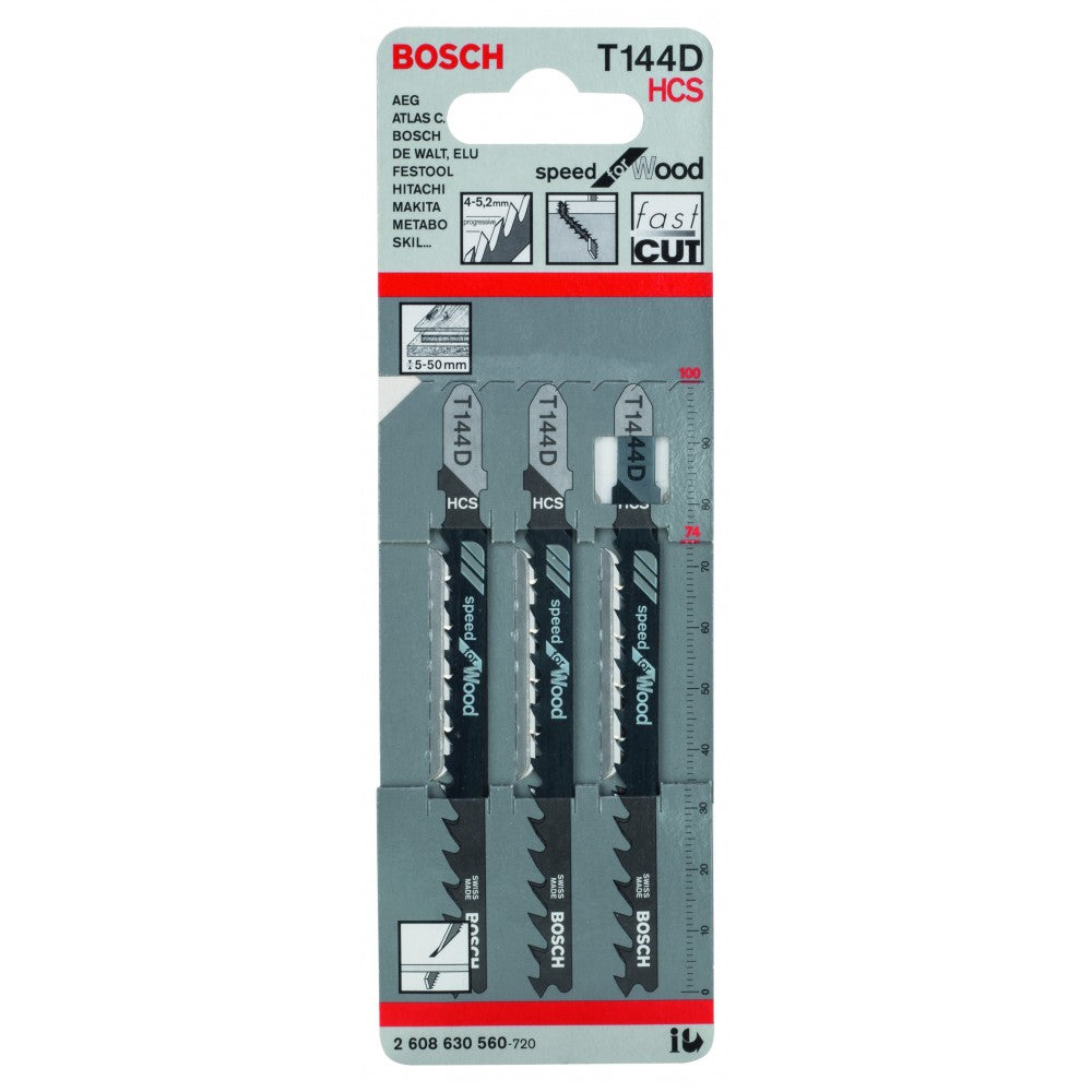Bosch Jigsaw Blades HCS T 144 D Speed for Wood 3 Pack 2608630560 Power Tool Services
