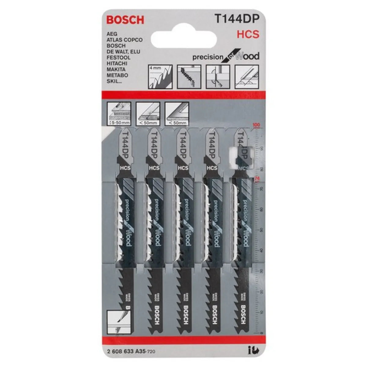 Bosch Jigsaw Blades HCS T 144 DP Precision for Wood 5 Pack 2608633A35 Power Tool Services