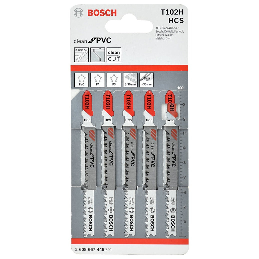 Bosch Jigsaw Blades T 102 H Clean for PVC 5 Pack 2608667446 Power Tool Services