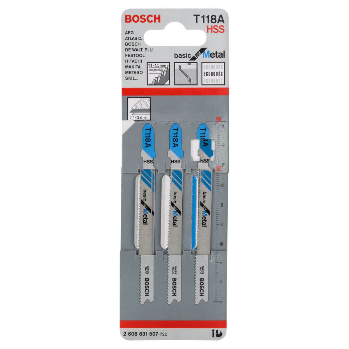 Bosch Jigsaw Blades T 118 A Basic for Metal 3 Pack 2608631507 Power Tool Services