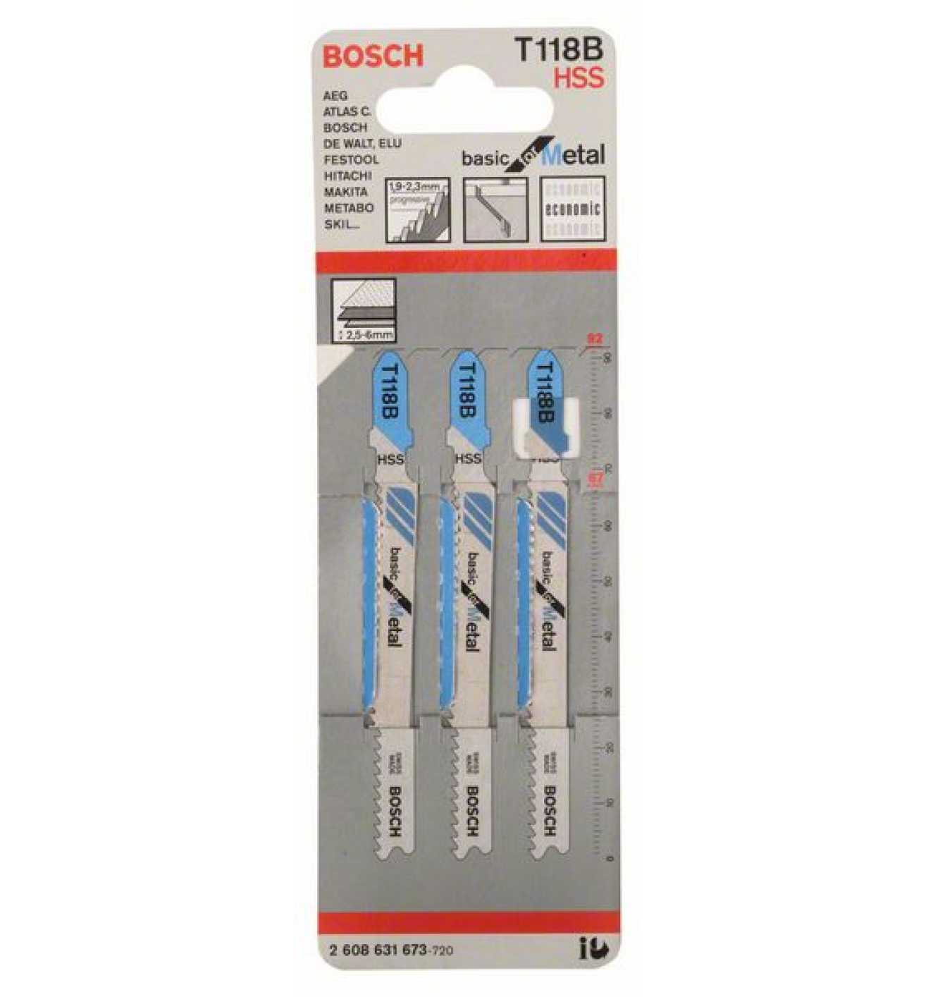 Bosch Jigsaw Blades T 118 B Basic for Metal 3 Pack 2608631673 Power Tool Services