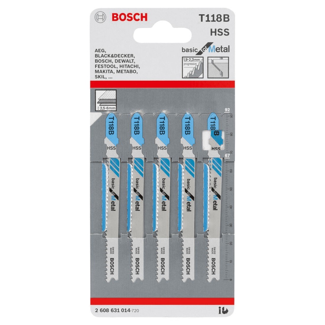 Bosch Jigsaw Blades T 118 B Basic for Metal 5 pack 2608631014 Power Tool Services
