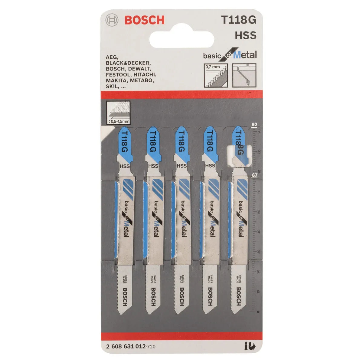 Bosch Jigsaw Blades T 118 G Basic for Metal 5 Pack 2608631012 Power Tool Services