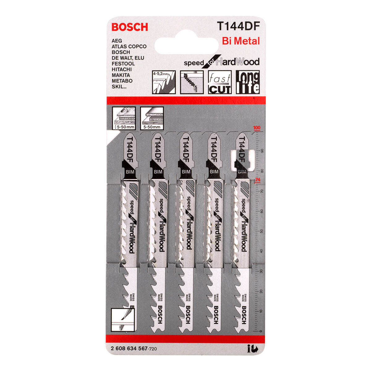 Bosch Jigsaw Blades T 144 DF Speed for Hard Wood 5 Pack 2608634567 Power Tool Services