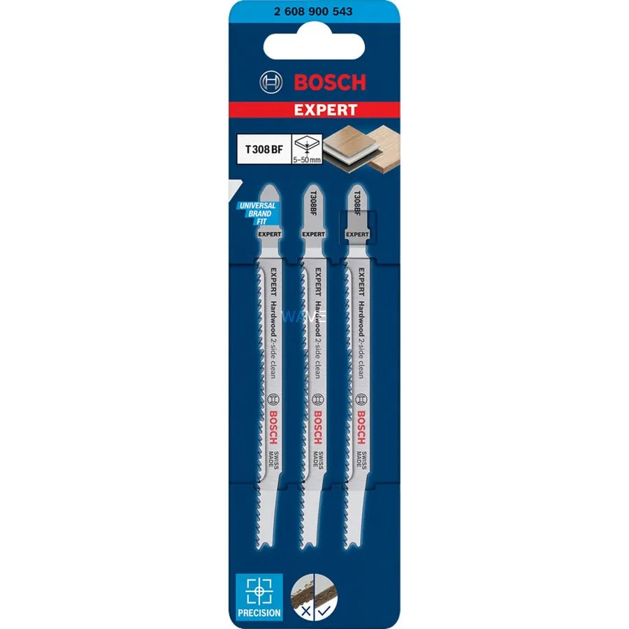Bosch Jigsaw Blades T 308 BF Extra clean for Hard Wood 3 Pack 2608900543 Power Tool Services
