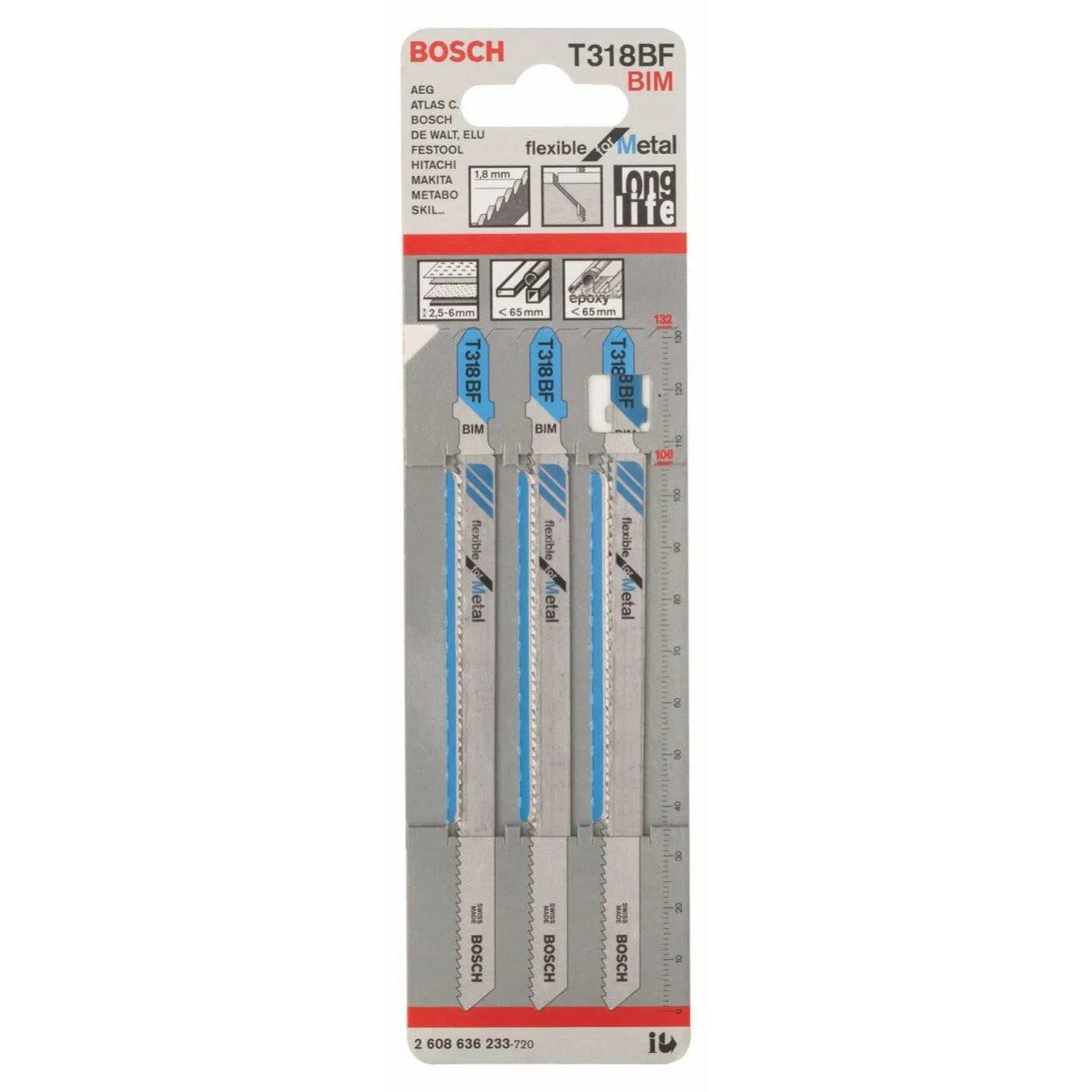 Bosch Jigsaw Blades T 318 BF Flexible for Metal 3 Pack 2608636233 Power Tool Services