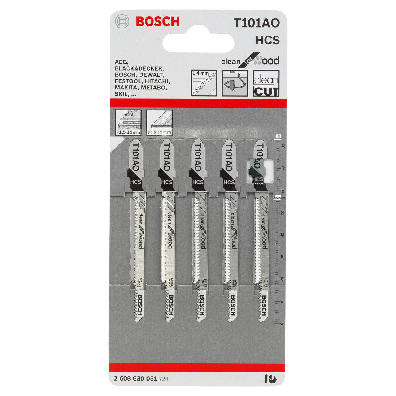 Bosch Jigsaw Blades T101AO Clean For Wood 5Pack 2608630031 Power Tool Services