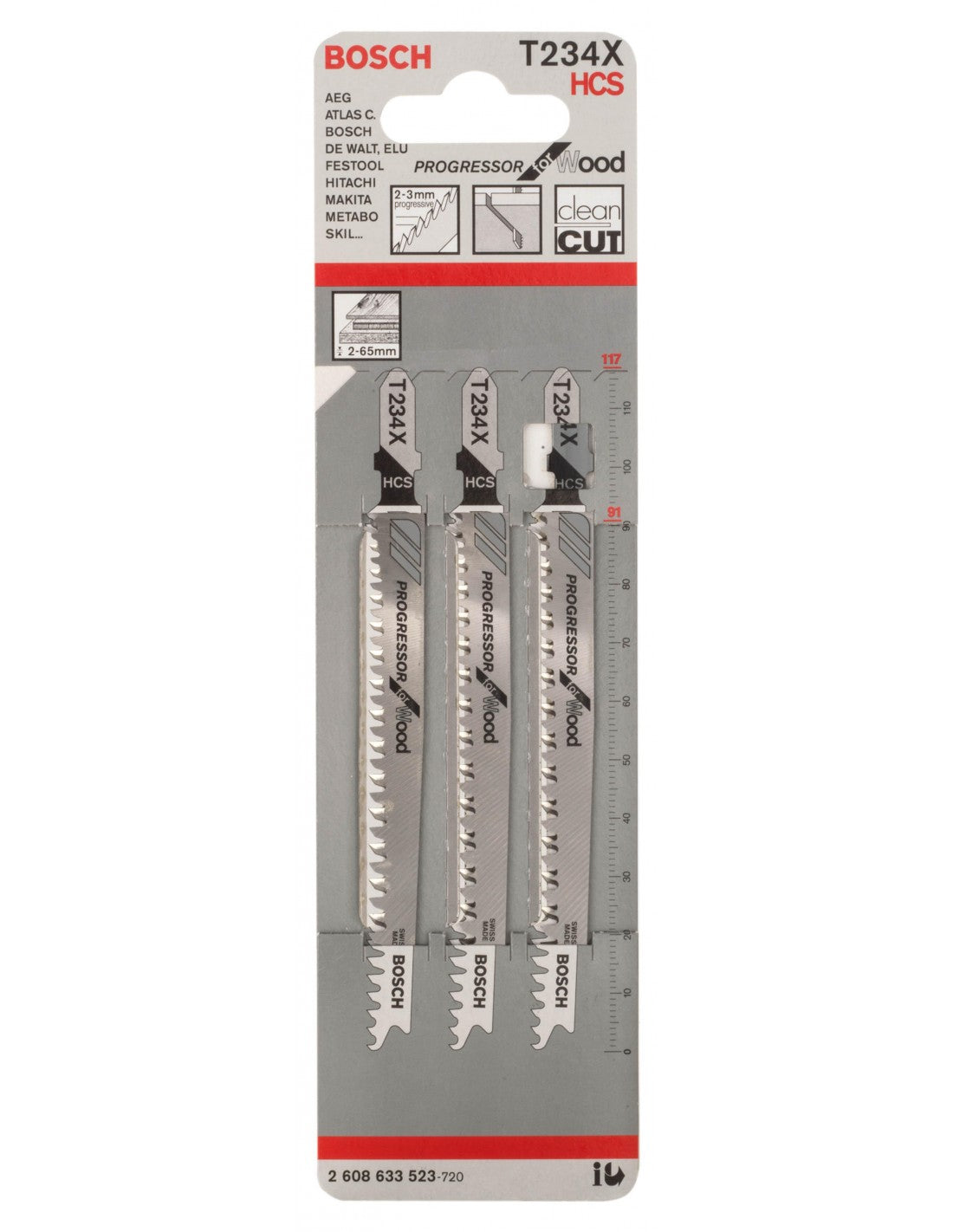 Bosch Jigsaw Blades T234X HCS Progressor for Wood 3 Pack 2608633523 Power Tool Services