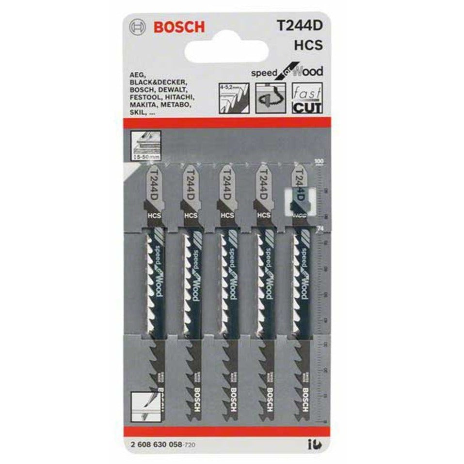 Bosch Jigsaw Blades T244D fast cut 5 Pack 2608630058 Power Tool Services