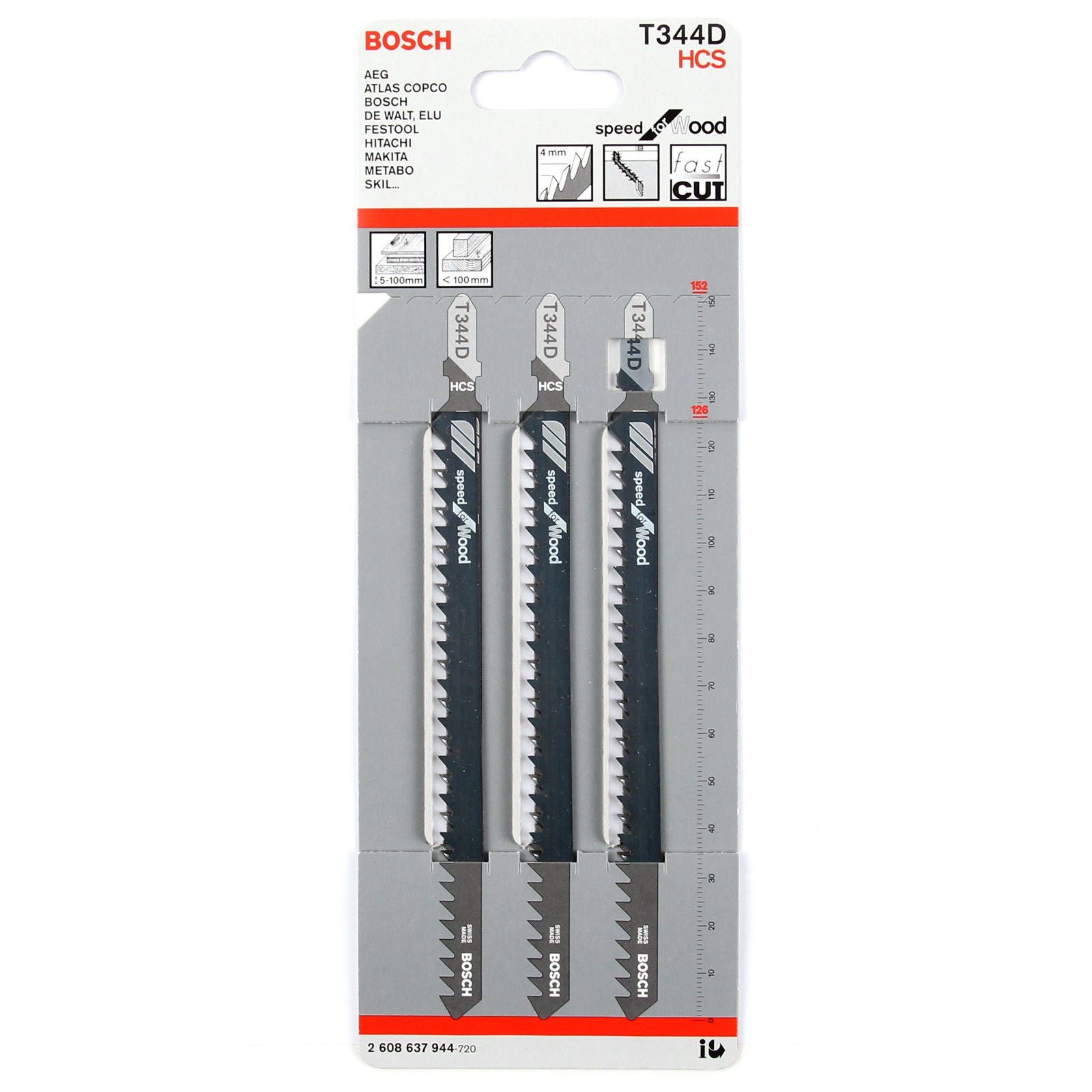 Bosch Jigsaw Blades T344D for Wood 3 Pack 2608637944 Power Tool Services