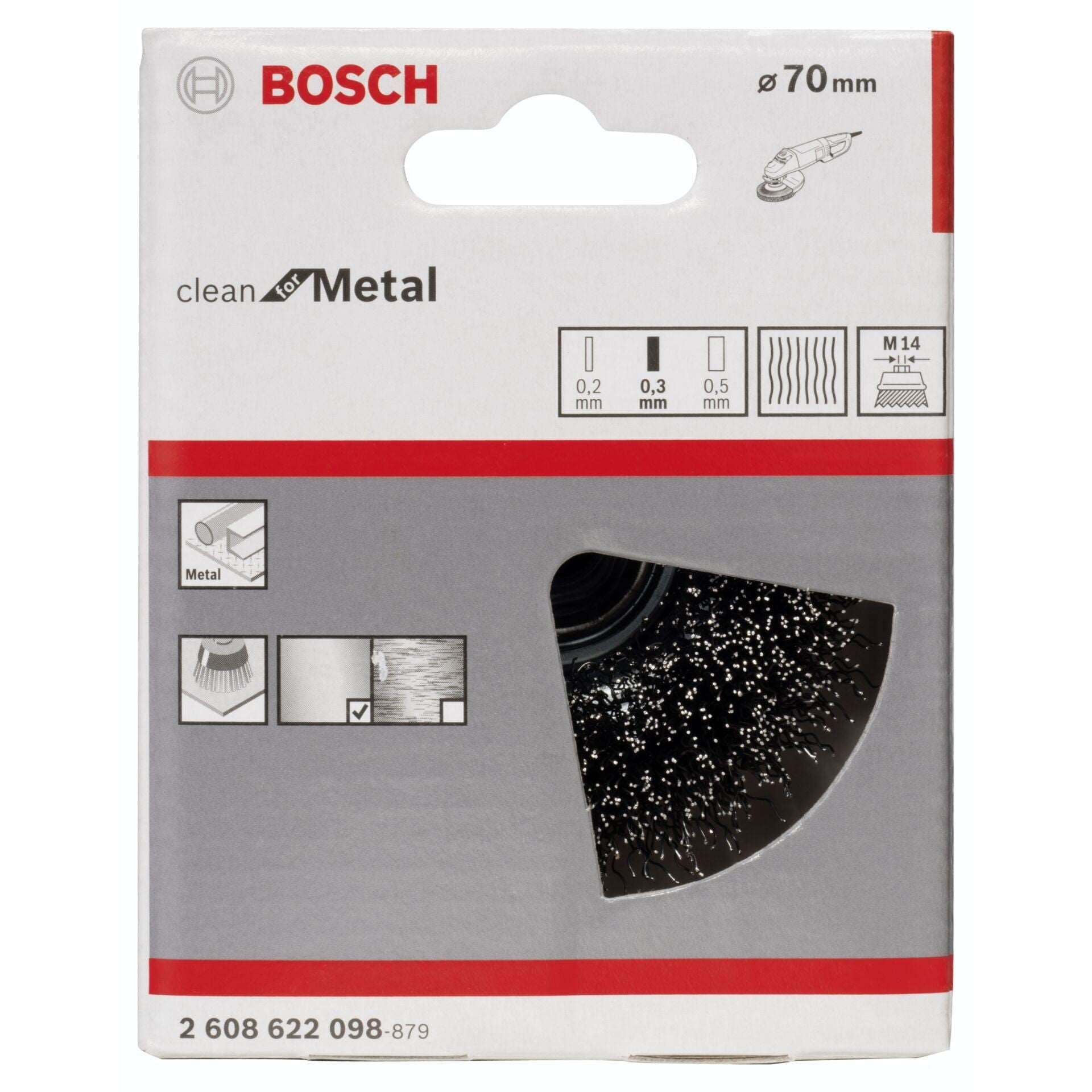 Bosch M14 Cup Brush 70Mm Crimped 0.3Mm Steel 2608622098 Power Tool Services