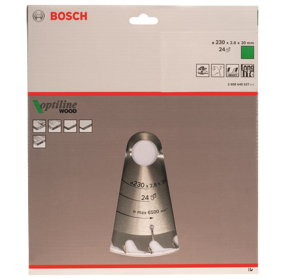 Bosch Optiline Circular Saw Blade for Wood 230 x 30 x 2,8 mm, 24 2608640627 Power Tool Services
