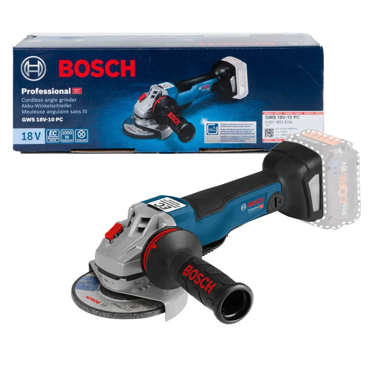 Bosch Professional Cordless Brushless Angle Grinder GWS 18V-10 PC