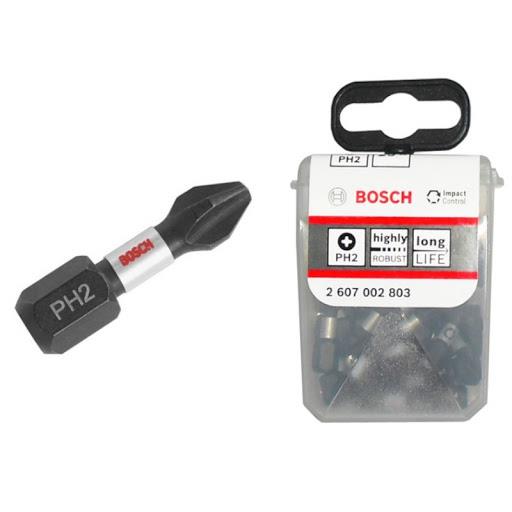 Bosch Professional Impact Control Bits PZ2 x ( 25 Pack ) 2607002804 Power Tool Services