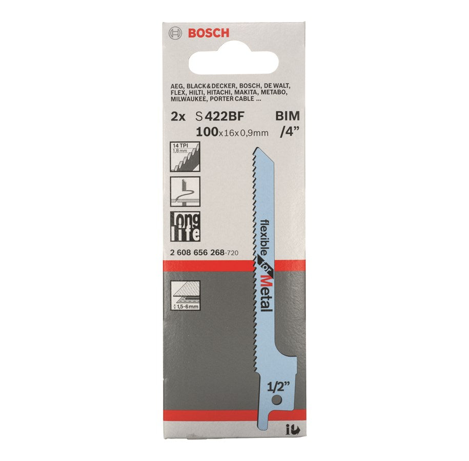 Bosch Sabre Saw Blades BIM S 422 BF Flexible for Metal, 2 pc 2608656268 Power Tool Services