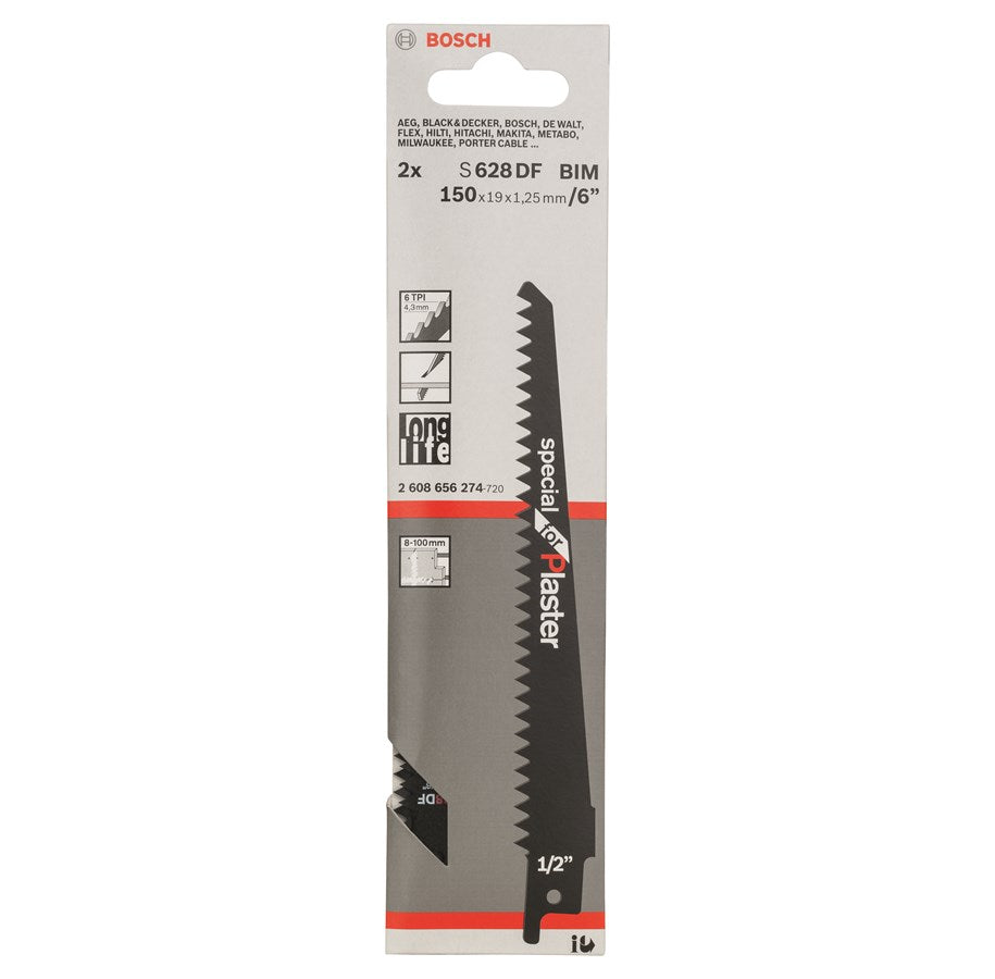 Bosch Sabre Saw Blades BIM S 628 DF Special for Plaster, 2 pc 2608656274 Power Tool Services
