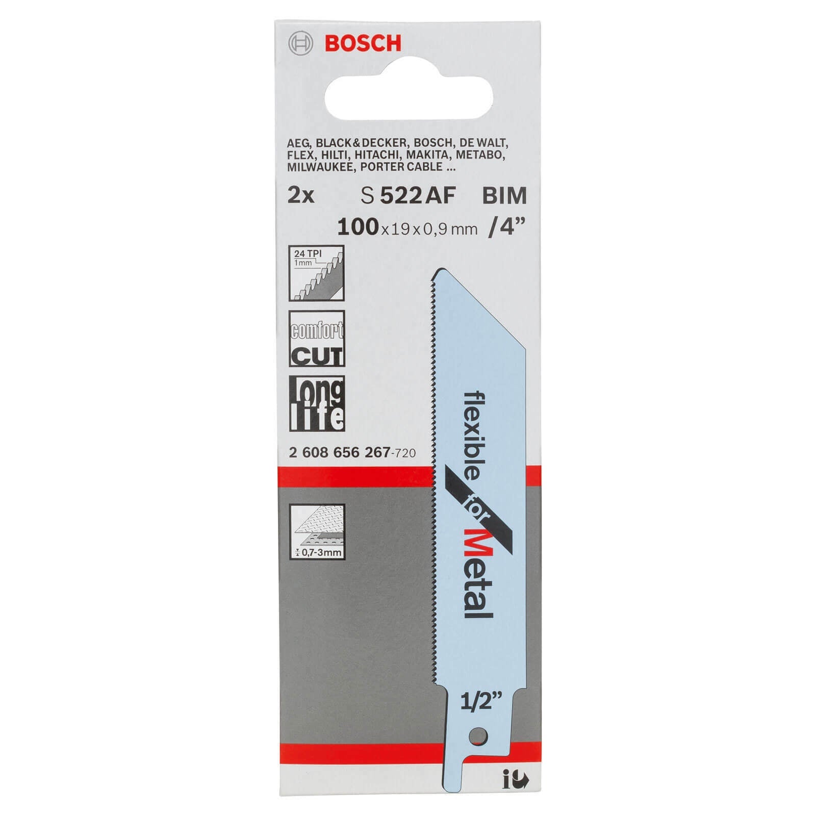 Bosch Sabre Saw Blades S 522 AF Flexible for Metal, 2 pc 2608656267 Power Tool Services