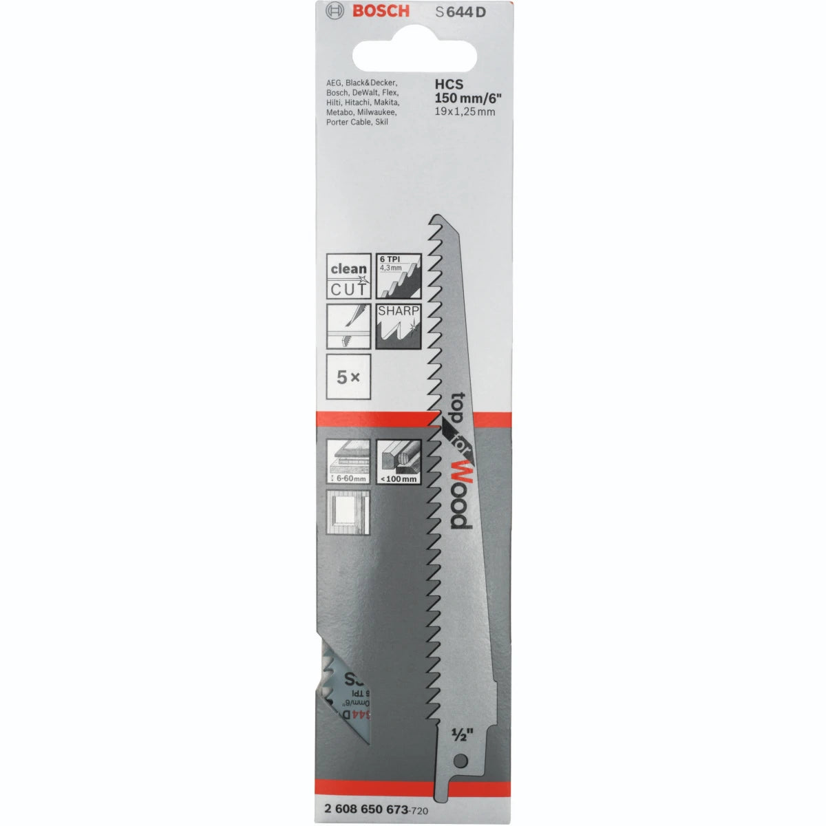 Bosch Sabre Saw Blades S 644 D Top for Wood 5 Pack 2608650673 Power Tool Services
