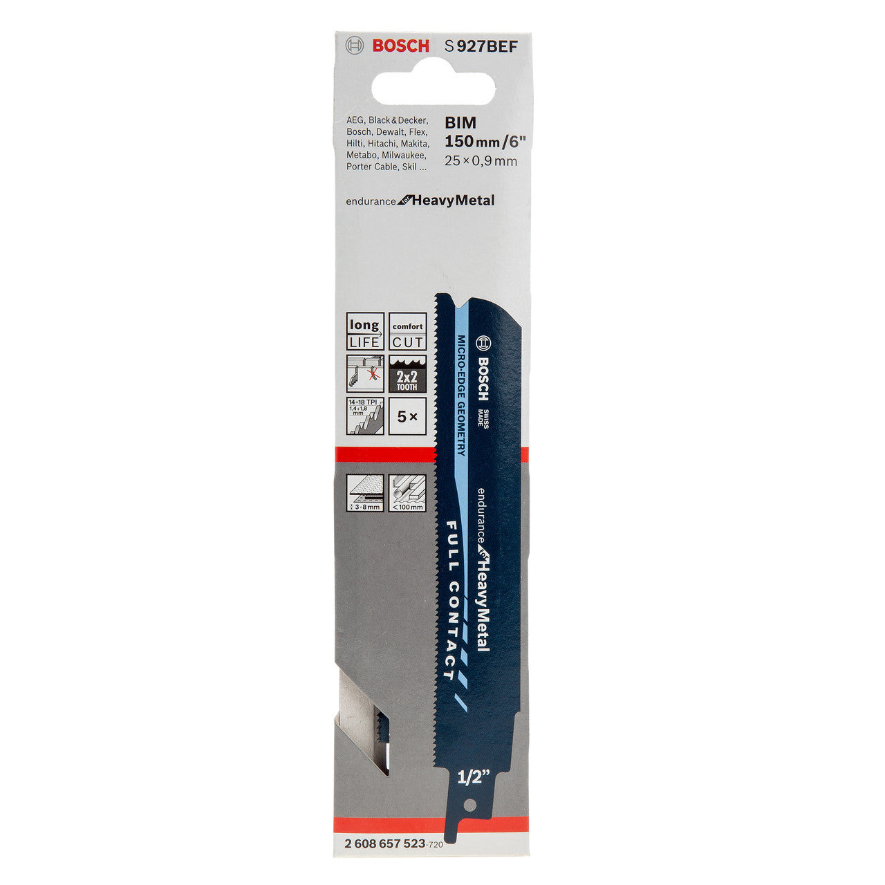Bosch Sabre Saw Blades S 927 BEF Endurance for Heavy Metal 5 Pack 2608657523 Power Tool Services