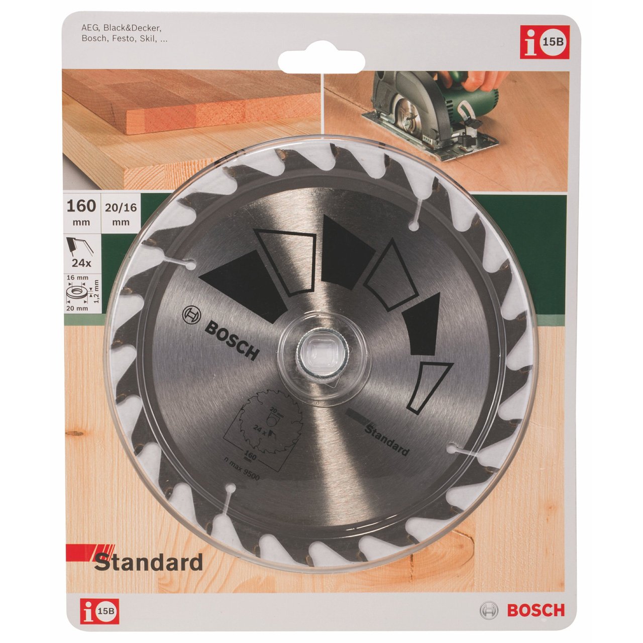 Bosch Standard Circular Saw Blade 160 x 20/16, 24 2609256810 Power Tool Services