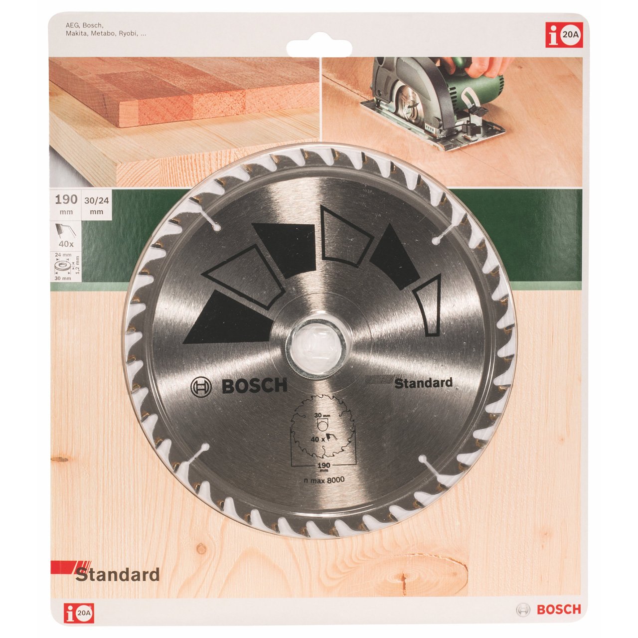 Bosch Standard Circular Saw Blade 190 x 30/24, 40 2609256821 Power Tool Services