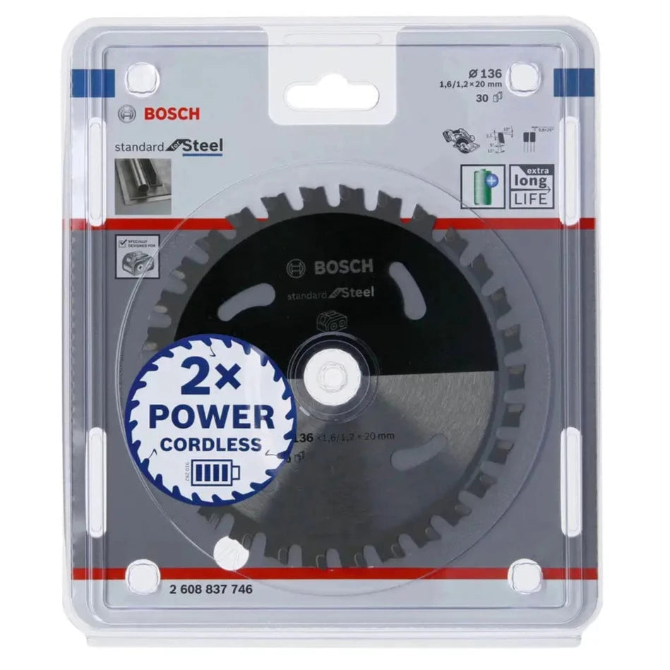 Bosch Standard Circular Saw Blade for Steel 136x1.6/1.2x20 T30 2608837746 Power Tool Services