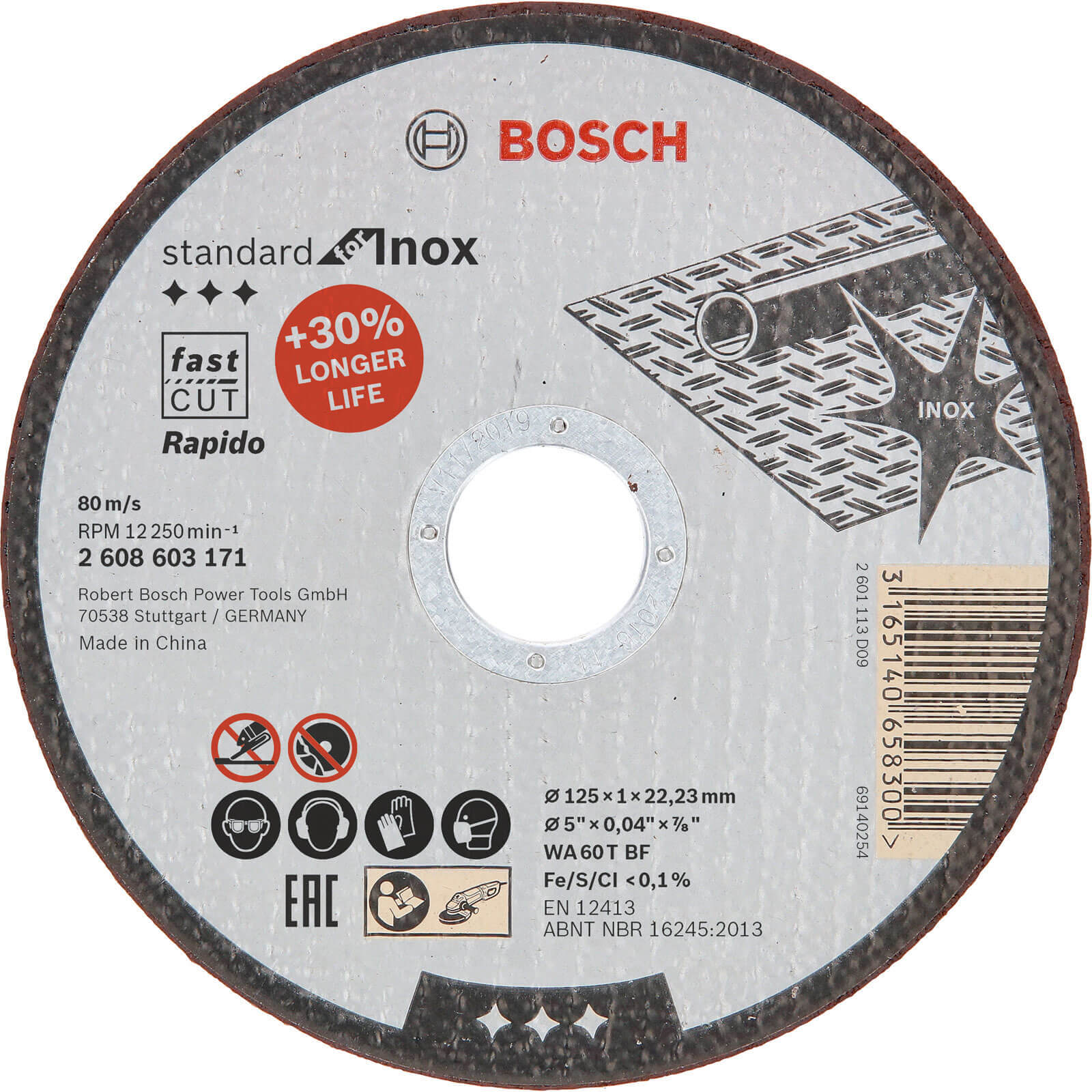 Bosch Std Inox Disc 125X1X22.23Mm 2608603171 Power Tool Services