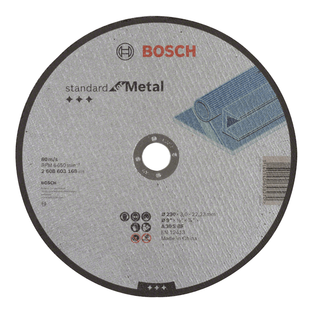 Bosch Std Metal Disc 230X3X22.23Mm S 2608603168 Power Tool Services