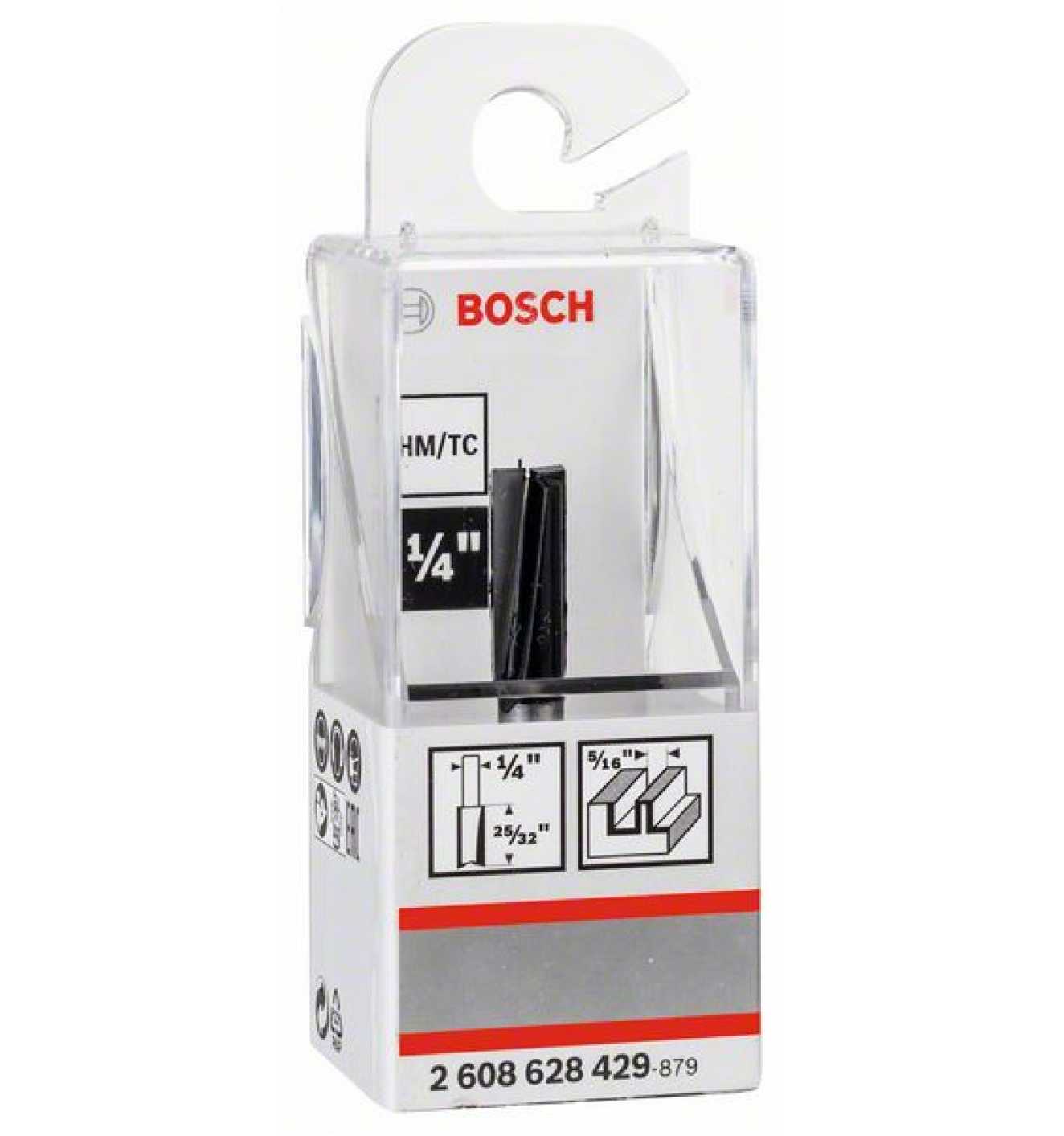 Bosch Straight bit, 1/4", D1 8 mm, L 19.5 mm, G 51 mm 2608628429 Power Tool Services
